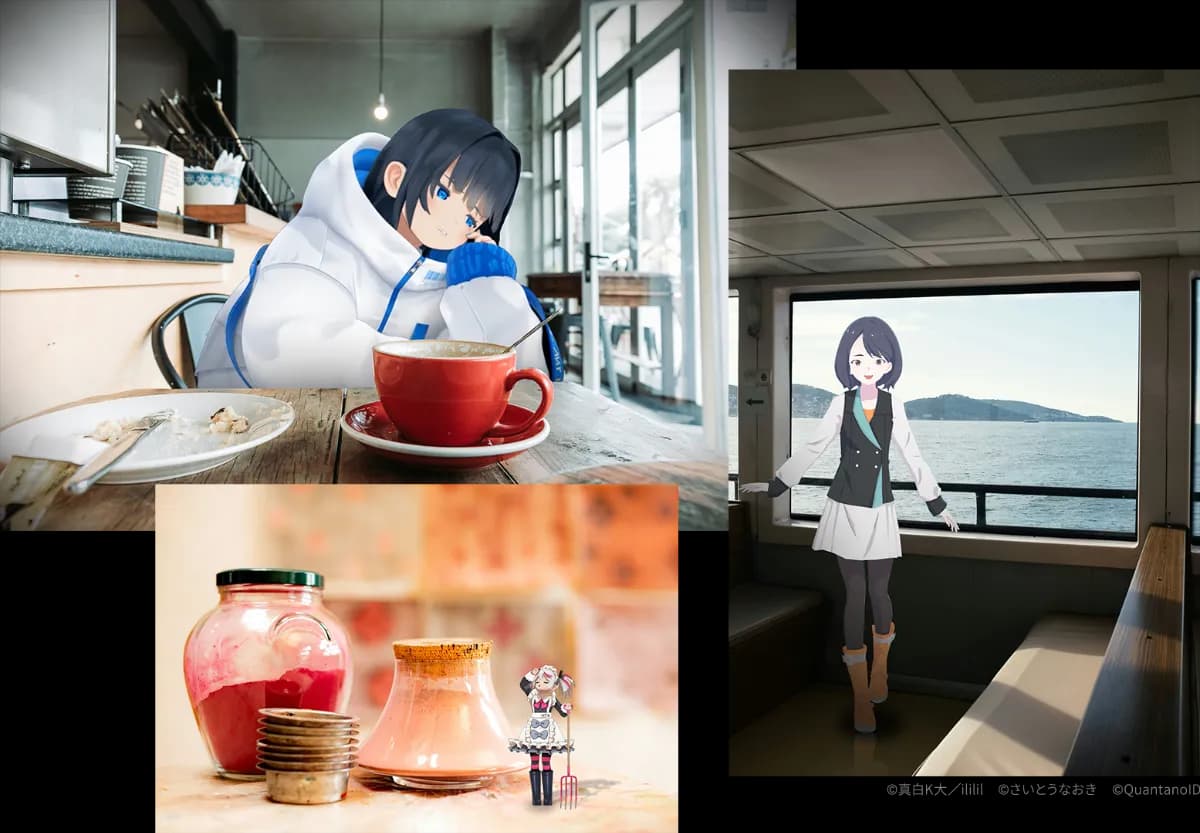 Taking photos with digital figures while out and about