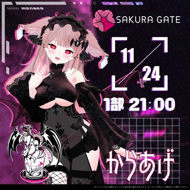 【11/24(日) 1部 21:00~】SAKURA GATE×サキュバス酒場LILITH - 入場チケット【からあげ】